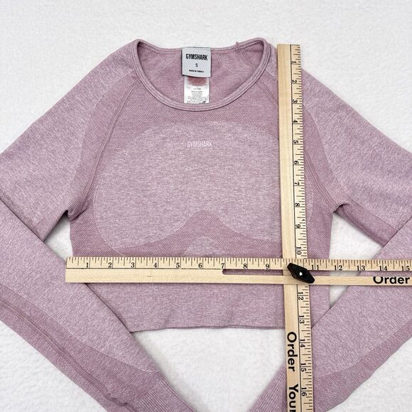 Gymshark‎ Flex Sports Long Sleeve Crop Top Size Small Pink Seamless Gym Workout - Picture 7 of 8